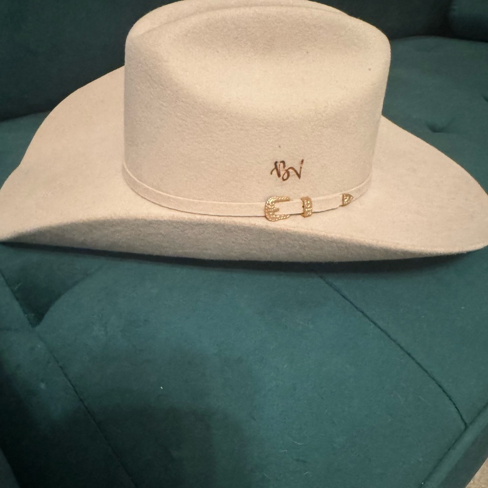 Cream Felt Cowboy Hat with Tall Crown
